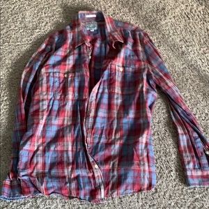 Lucky brand red plaid button down shirt XXL